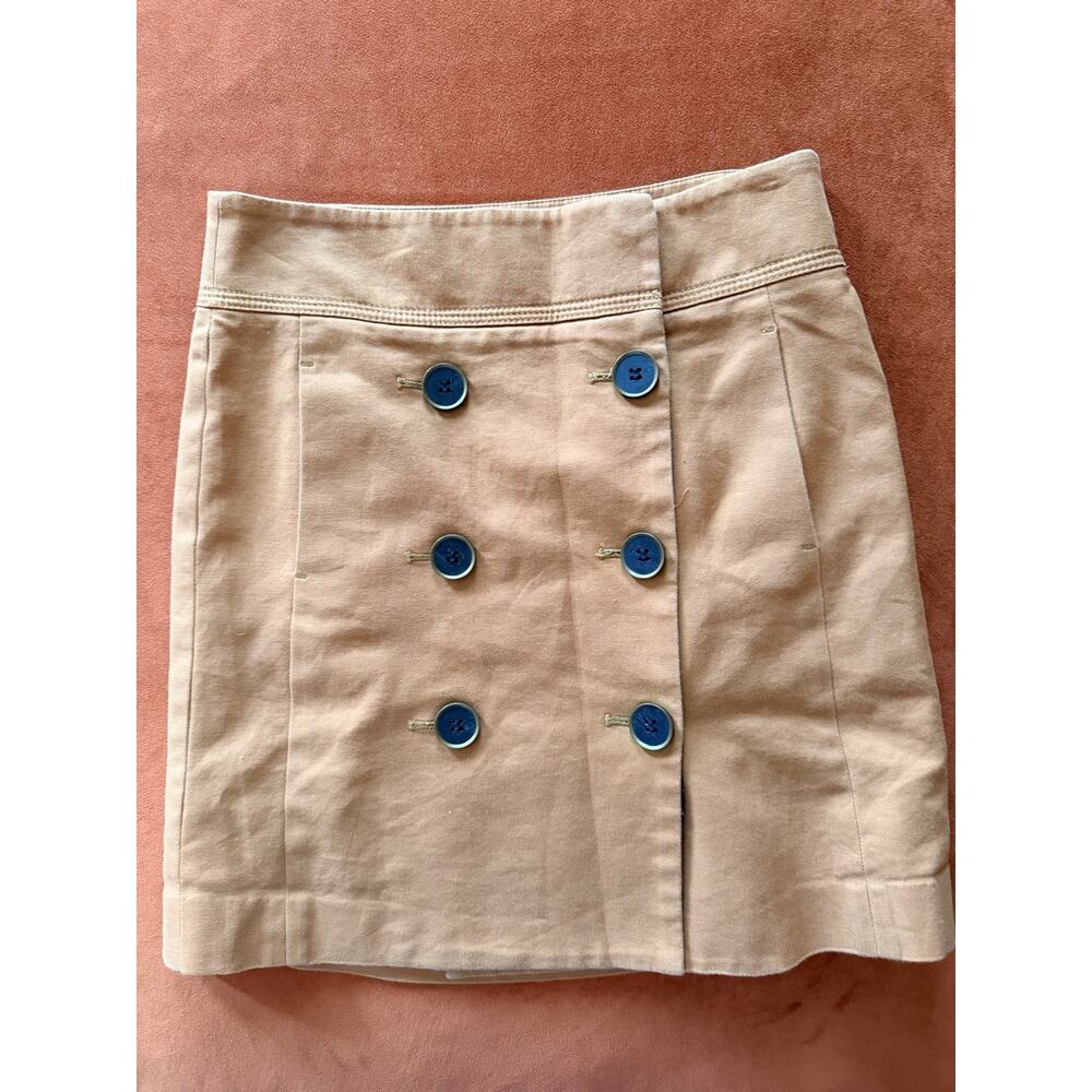 3 for $9 Loft Cotton Blend Button Skirt 0 tan